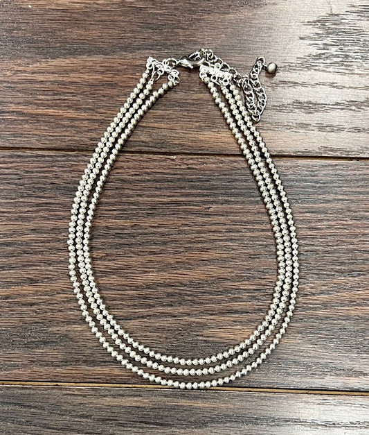 ISAC SILVER NAVAJO BEAD NECKLACE