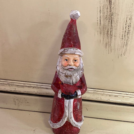 8.5" WOODEN SANTA  W/CARDINAL