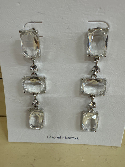 RUFF-SKCH DANGLE EARRINGS/CLR-SILVER