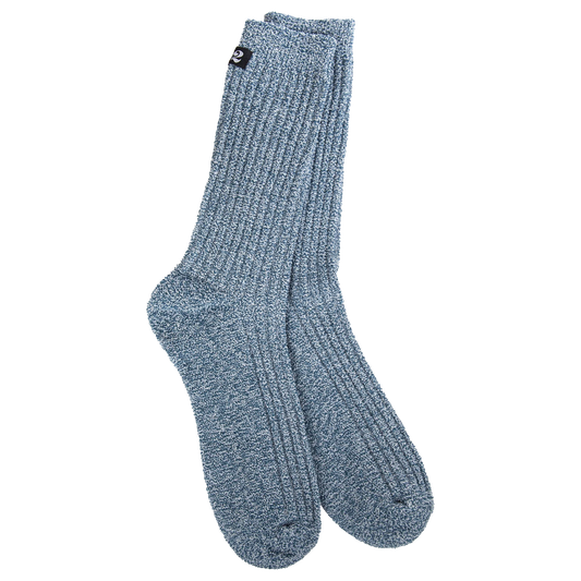 1902 SOCK-HEATHERED INDIGO WHITE