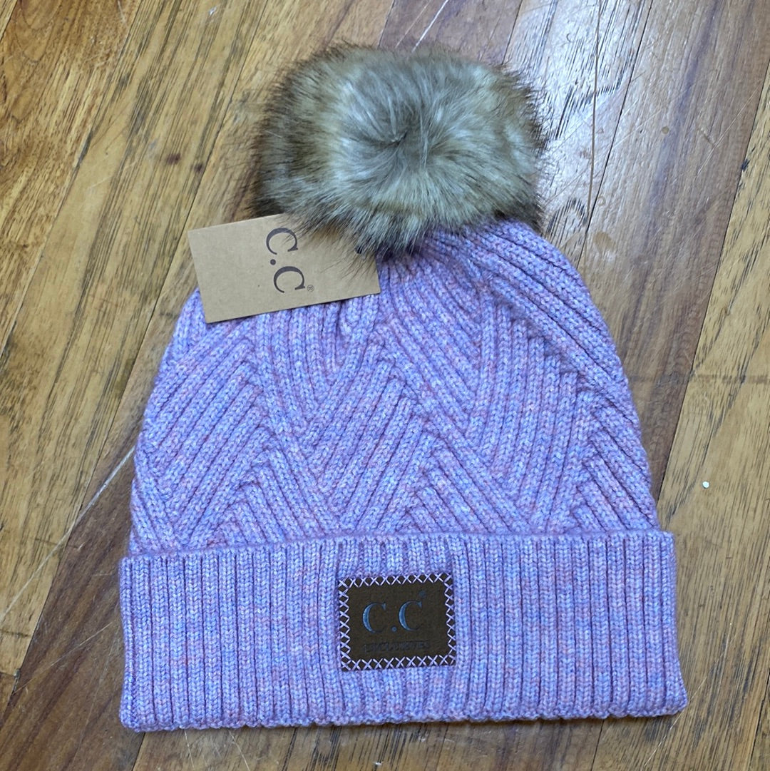 CC BEANIE W/BALL MIX COLOR-LAVENDER