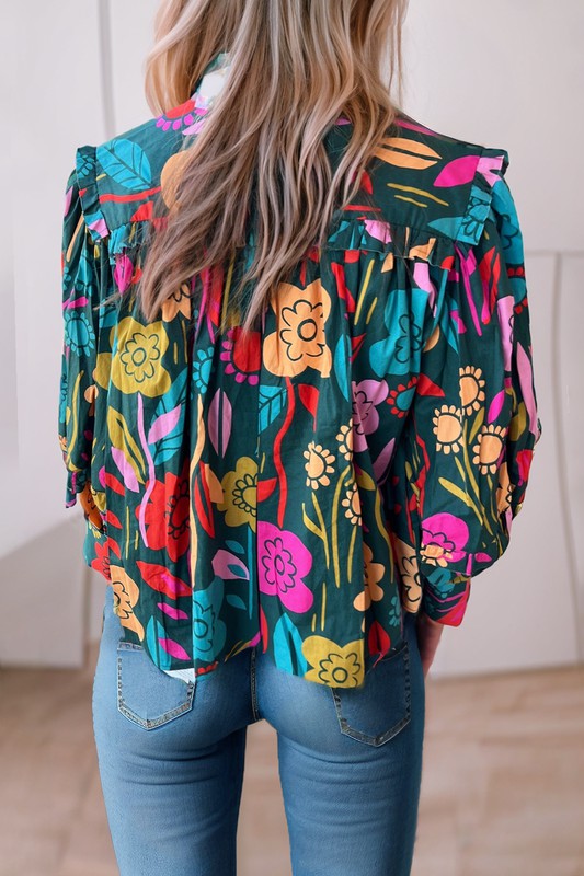 FLORAL L/S PUFF TOP