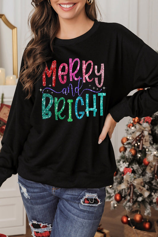 MERRY & BRIGHT SWEATSHIRT-BLACK