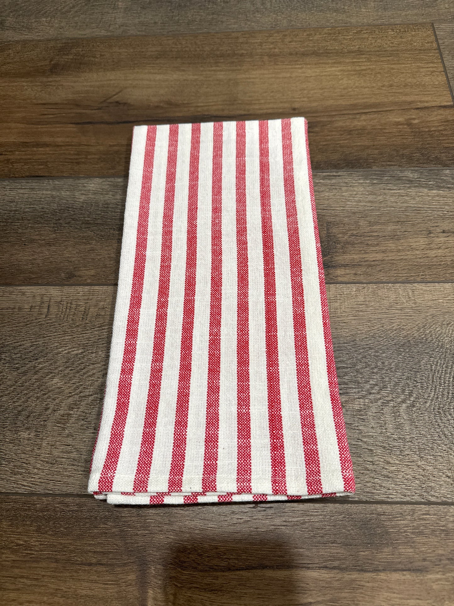 RED & WHITE STRIPED TEA TOWEL