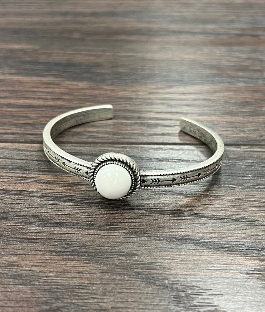 ISAC WHITE TURQ CUFF BRACELET