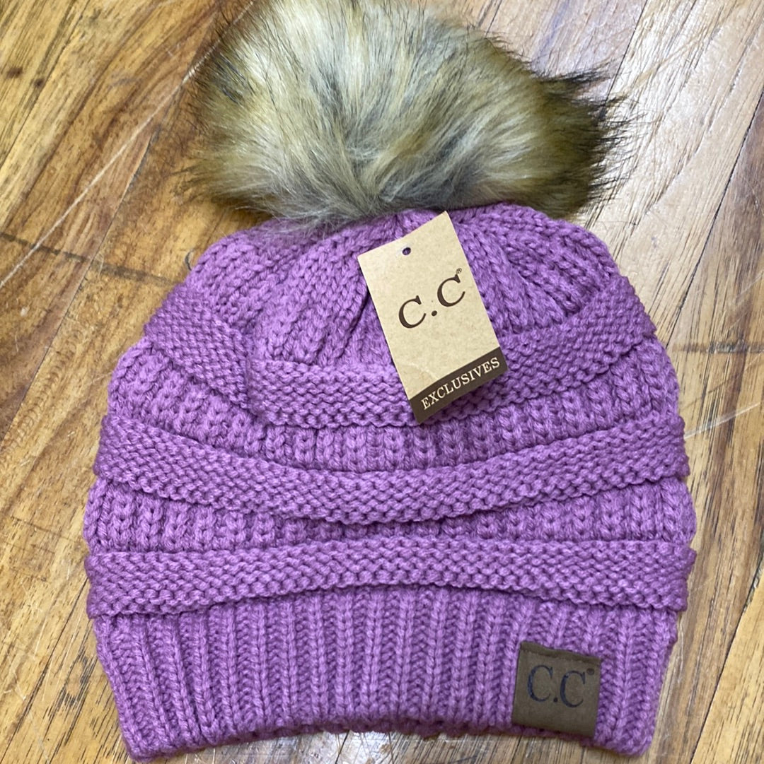 CC BEANIE W/BALL-LAVENDER