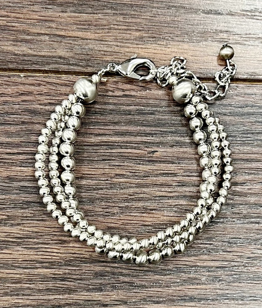 ISAC 3 STRAND SILVER ADJ BRACELET