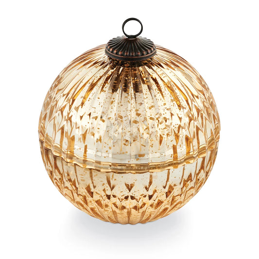 WINTER WHITE GLASS MERCURY ORNAMENT CANDLE