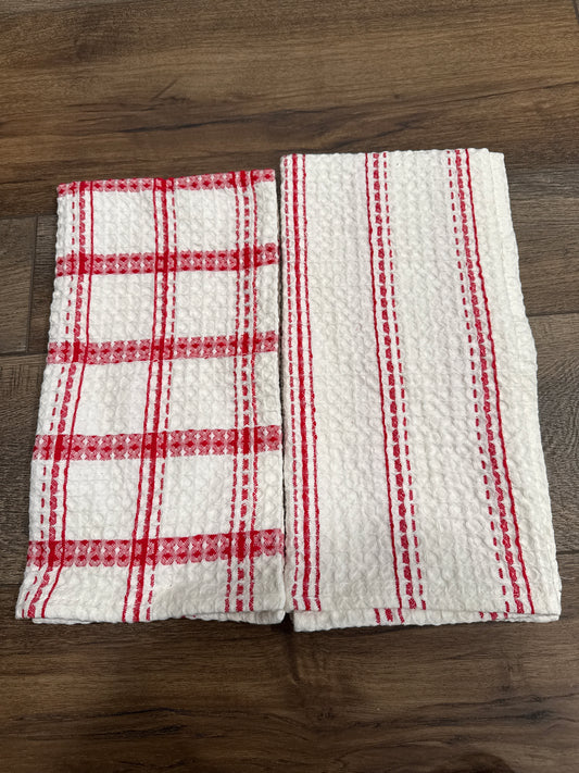 RED & WHITE WAFFLE TEA TOWEL