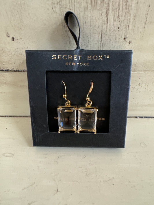 SECRET BOX CLEAR/GOLD EARRINGS