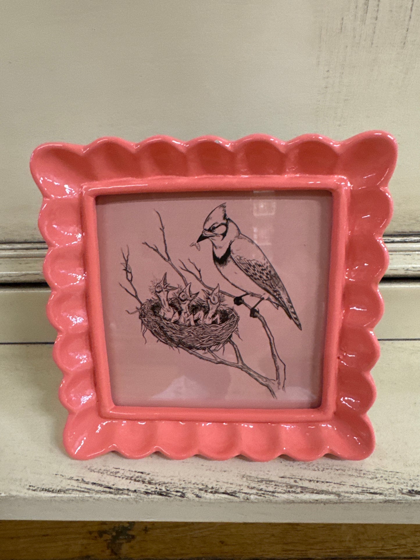 5 1/4 SQUARE RESIN PHOTO FRAME-CORAL