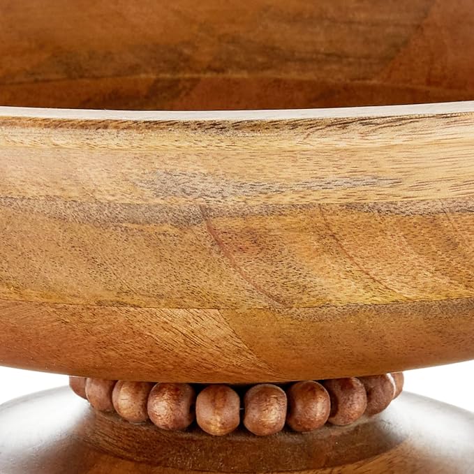 MUD PIE WOODEN PEDESTAL BOWL