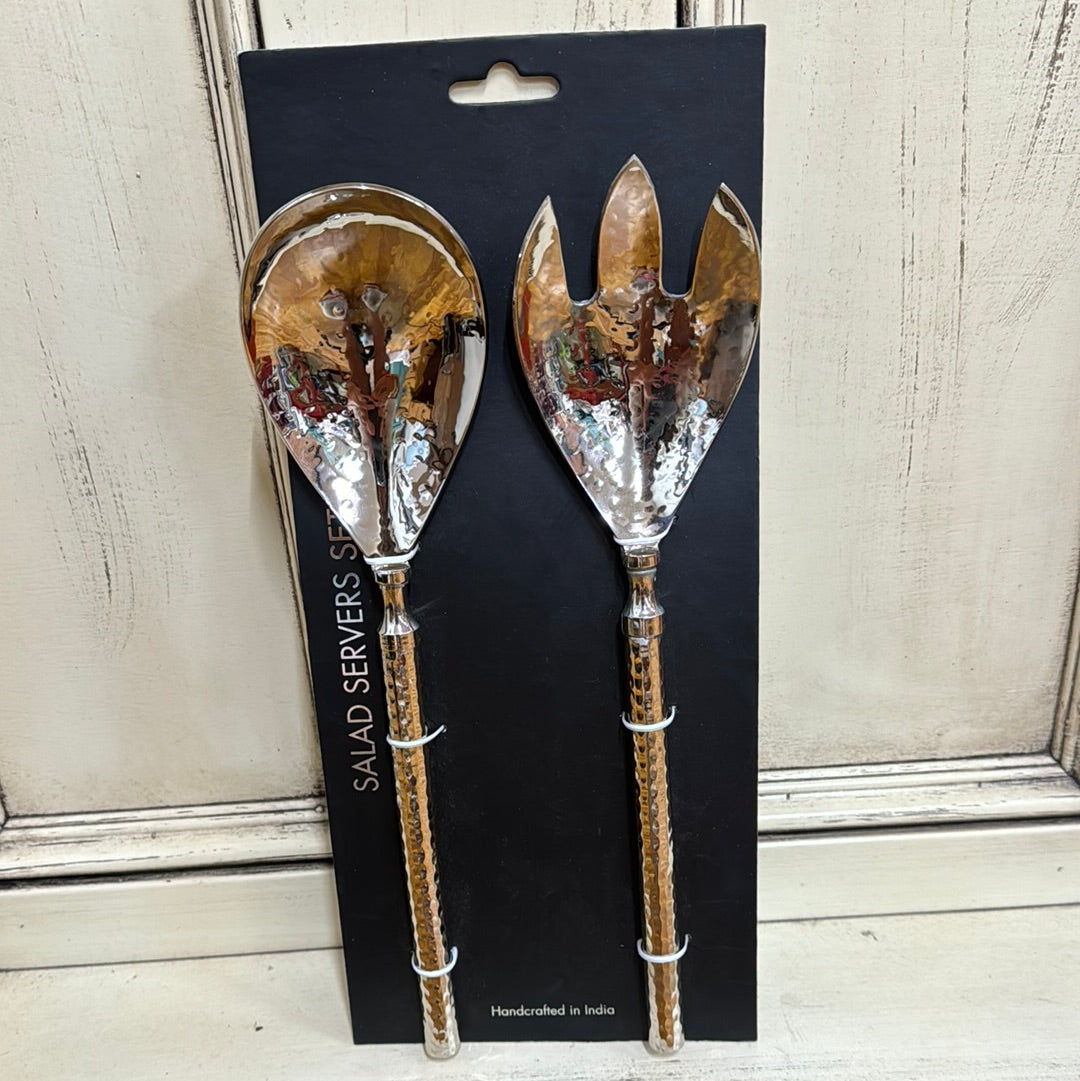 SET OF 2 SILVER SALAD SERVERS