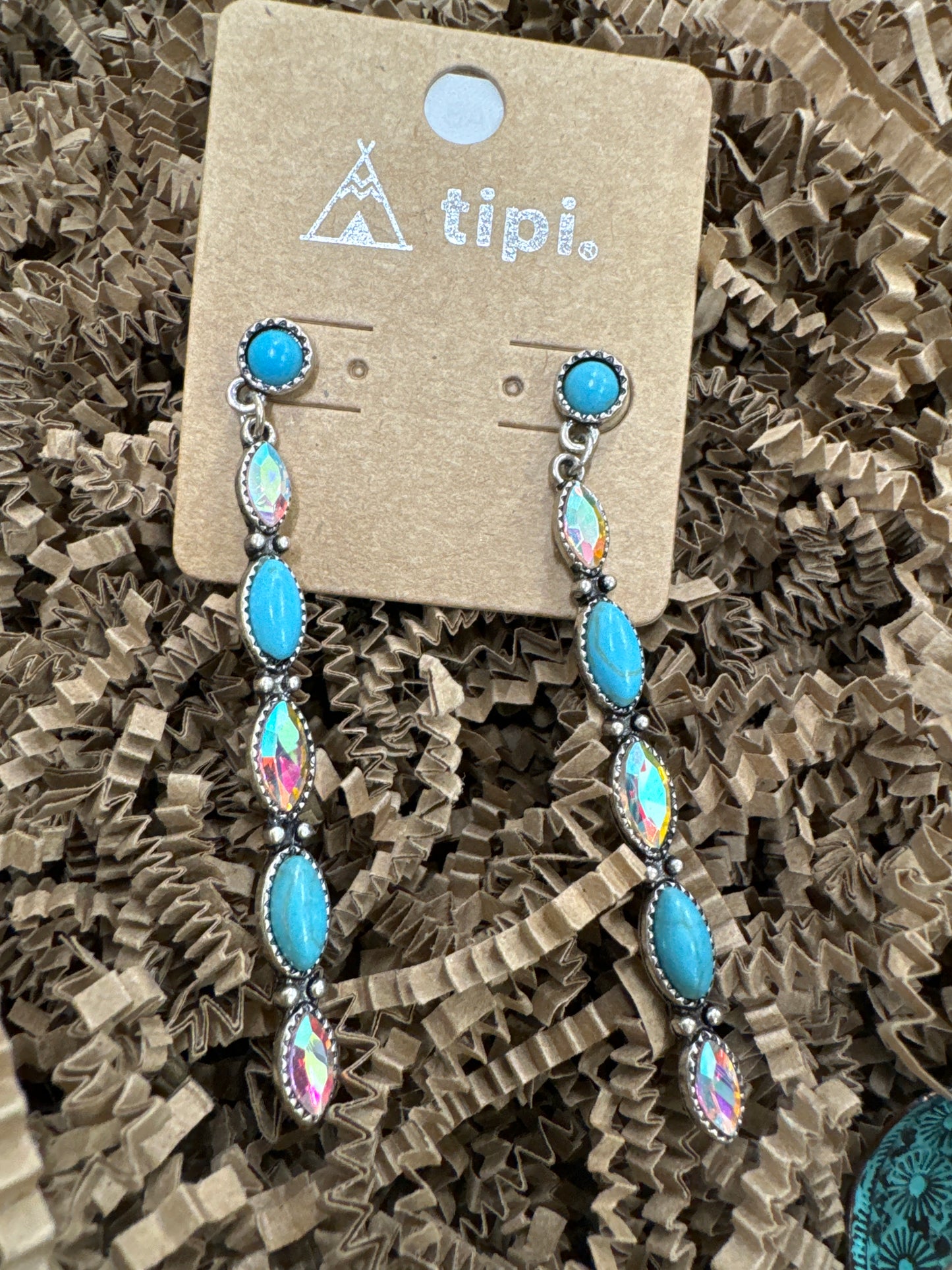 TIPI TURQ/AB DANDLE EARRINGS