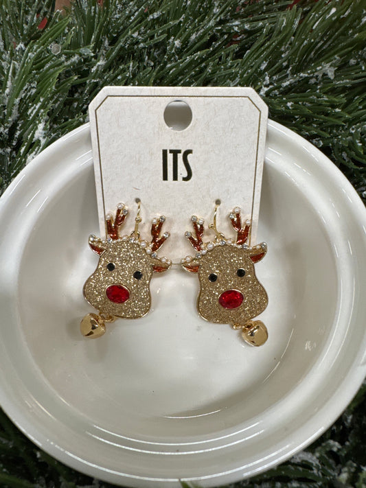 ITS REINDEER GLITTER EARRINGS