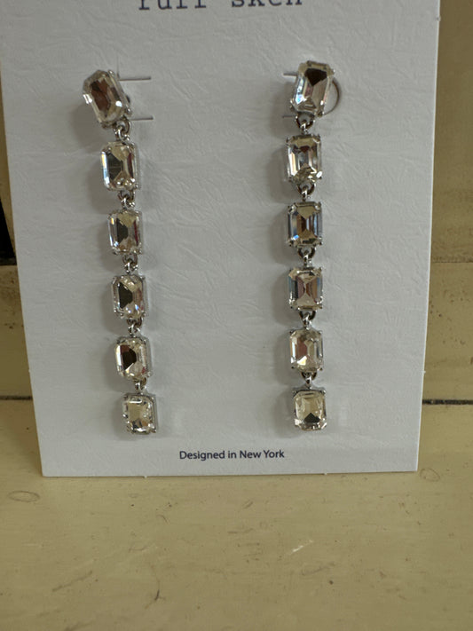 RUFF-SKCH-6 CLEAR STONE EARRINGS-SILVER