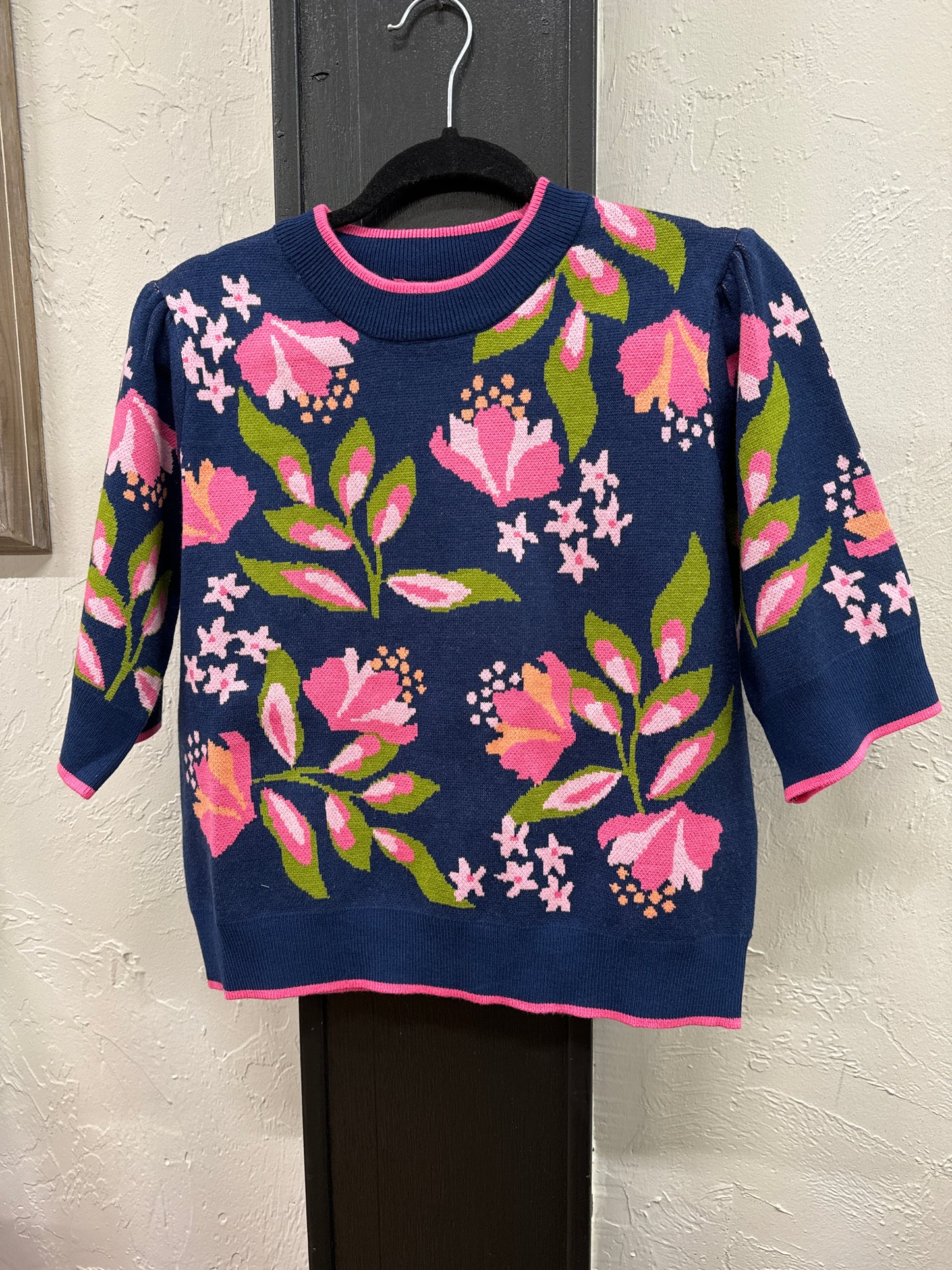 THML FLORAL KNIT S/S SWEATER