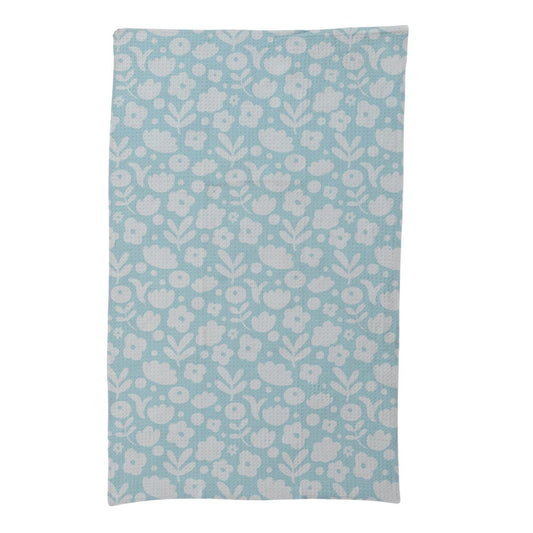 MICROFIBER TEA TOWEL W/FLORAL BLUE PRINT