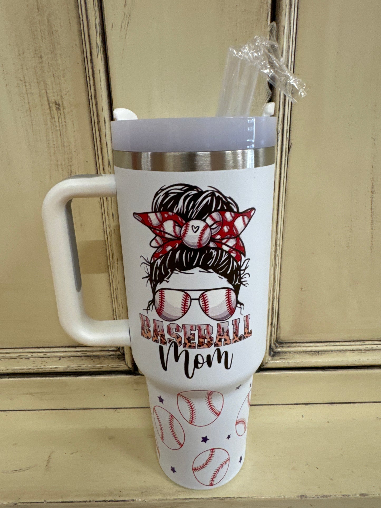 BASEBALL MOM CUP W/HANDLE 40oz