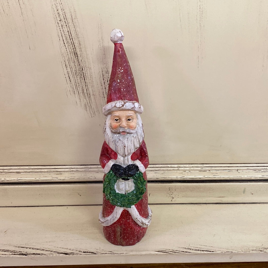 10" WOOD SANTA W/WREATH