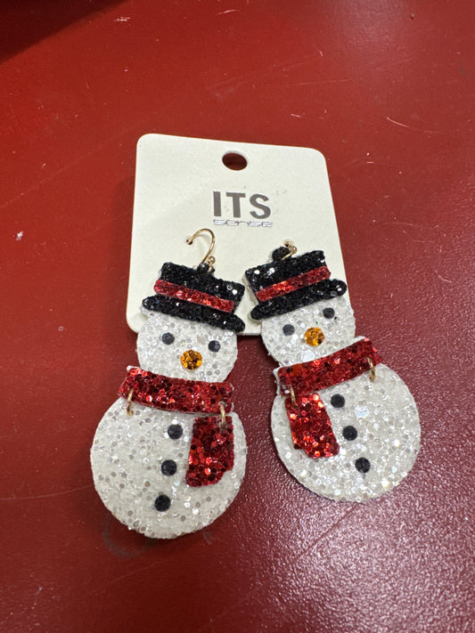 ITS GLITTER SNOWMAN EARRINGS