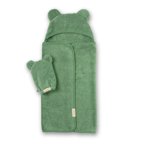 BELLA TUNNO- HOODED TOWEL WASH MITT SET-SEA FOAM