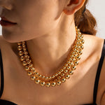 COASTAL GRIT- GOLD BEAD NECKLACE 10MM