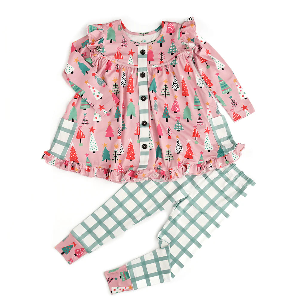 GIGI & MAX-PEPLUM SET-NOELLE PINK TREES