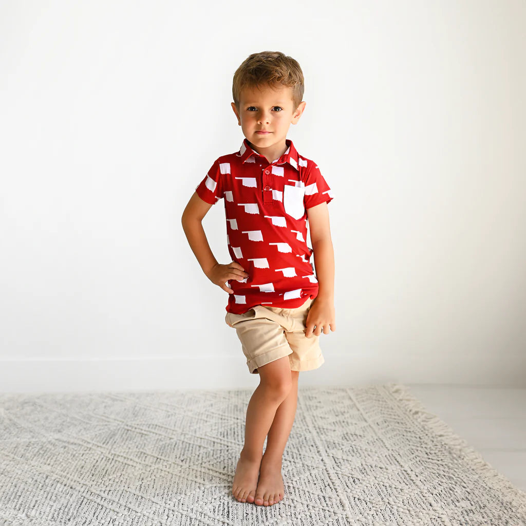 GIGI & MAX- OKLA CRIMSON POLO SHIRT 18-2