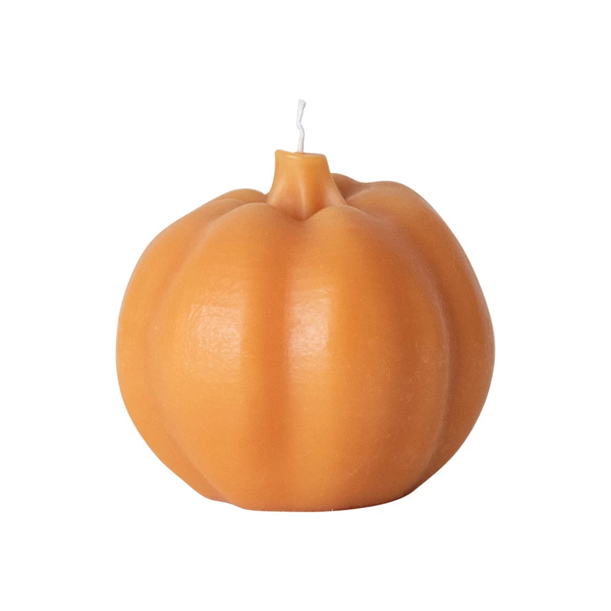 4" X 4" PUMPKIN SHAPED CANDLE-ORANGE