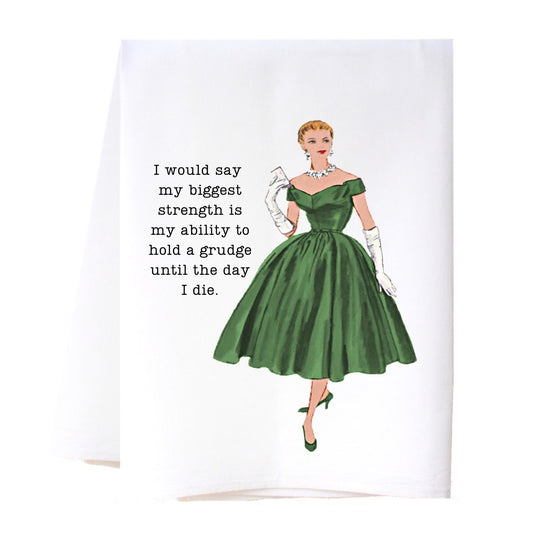 COTTON TEA TOWEL/HOLD A GRUDGE