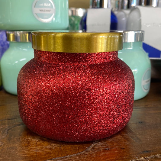 CAPRI RED GLITTER VOLCANO CANDLE/8 OZ