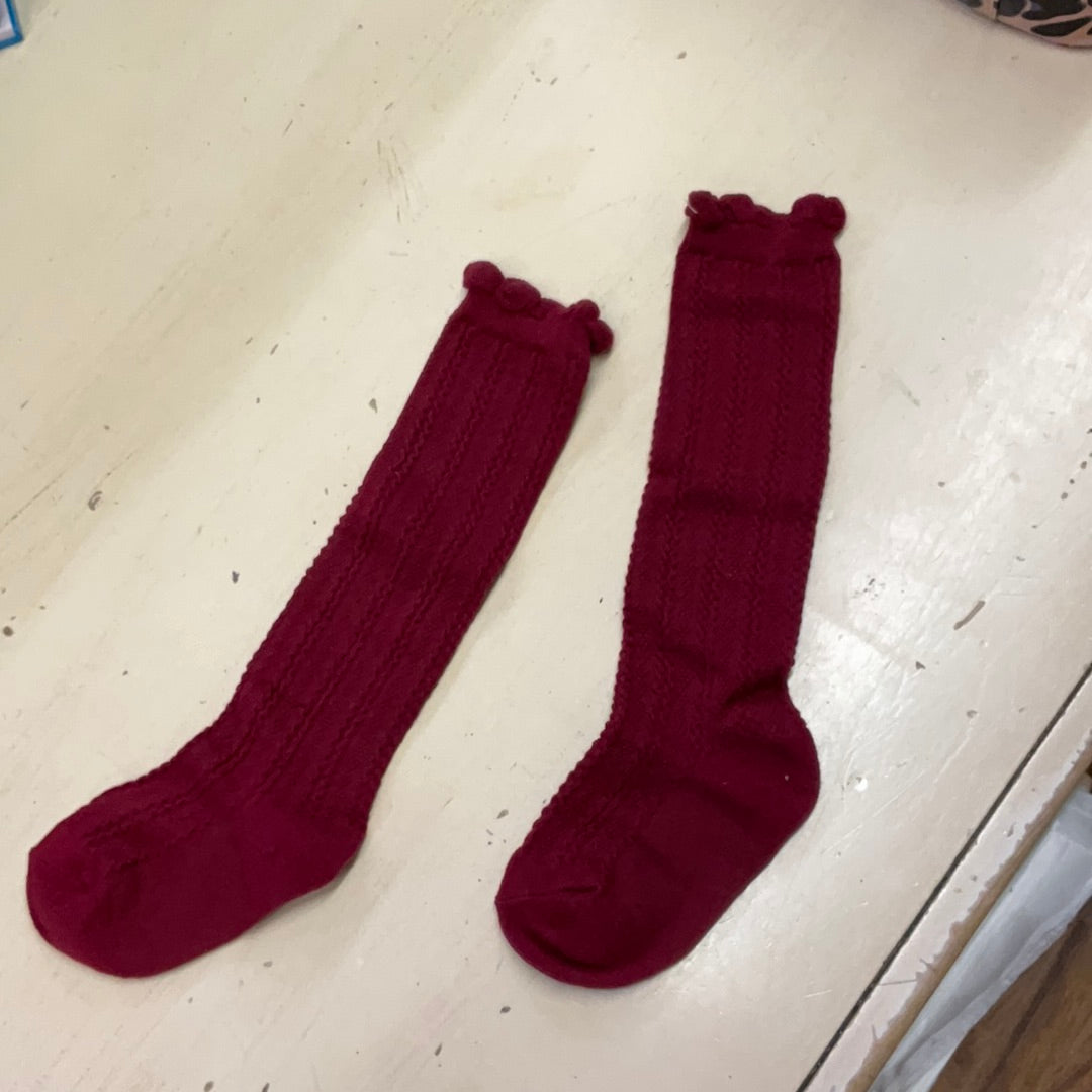 KNEE HIGH SOCKS/MAROON 4-6