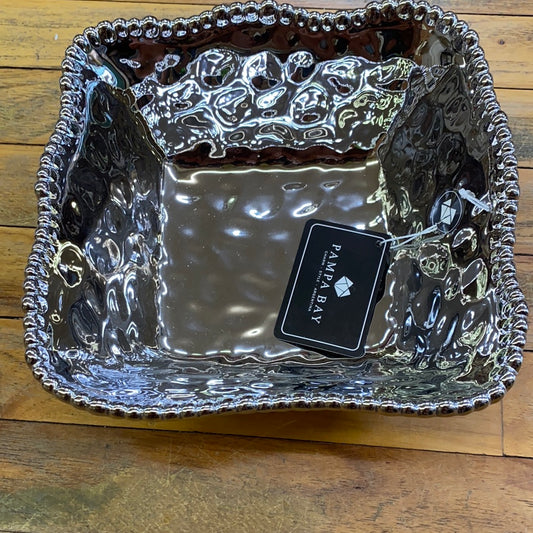 PAMPA BAY MEDIUM SQUARE SILVER SALAD BOWL