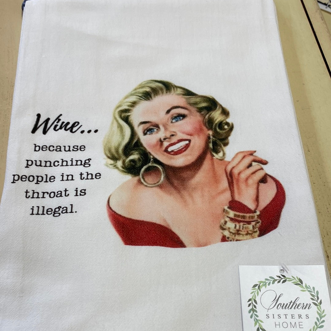 COTTON TEA TOWEL/WINE...